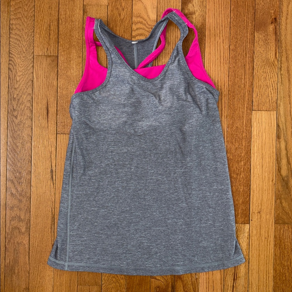 lululemon athletica Gray and Pink Racerback Tank Top size 8 - Picture 3 of 5